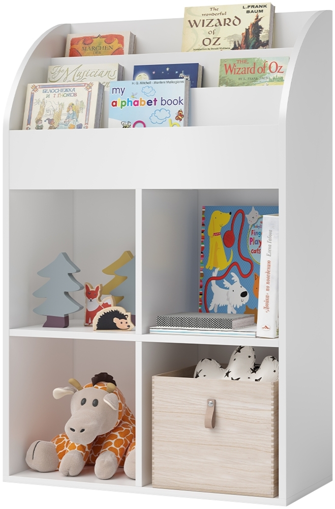 Bellabino 'Koro' Kinderbücherregal, weiß, Kinderregal mit 3 Fächern für Bücher und 4 Fächern für Aufbewahrungsboxen Bild 1