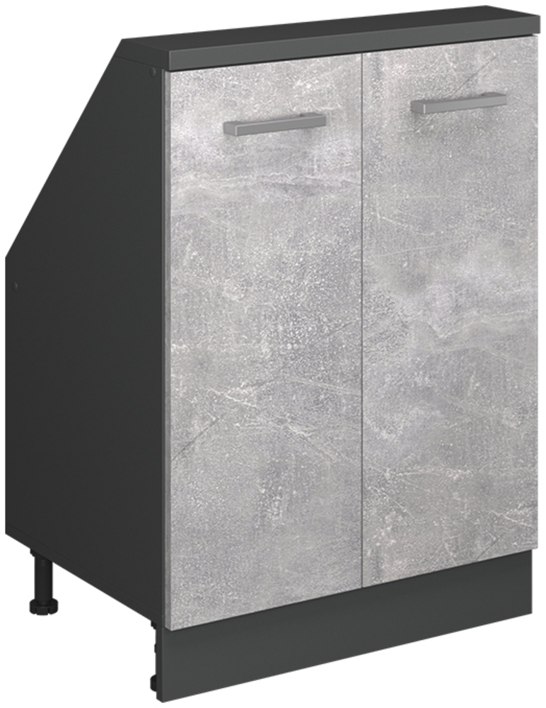 Küchenschrank für Dachschrägen R-Line Beton 60 cm mit 2 Türen Vicco Bild 1