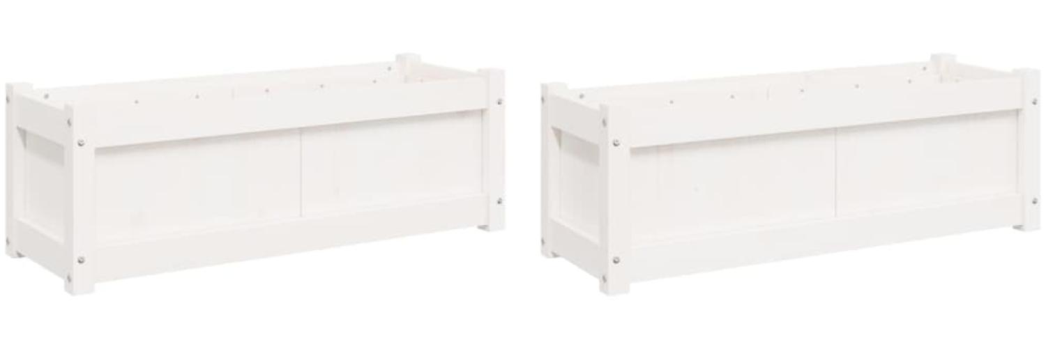 vidaXL Pflanzkübel 2 Stk. Weiß Massivholz Kiefer 837452 Bild 1