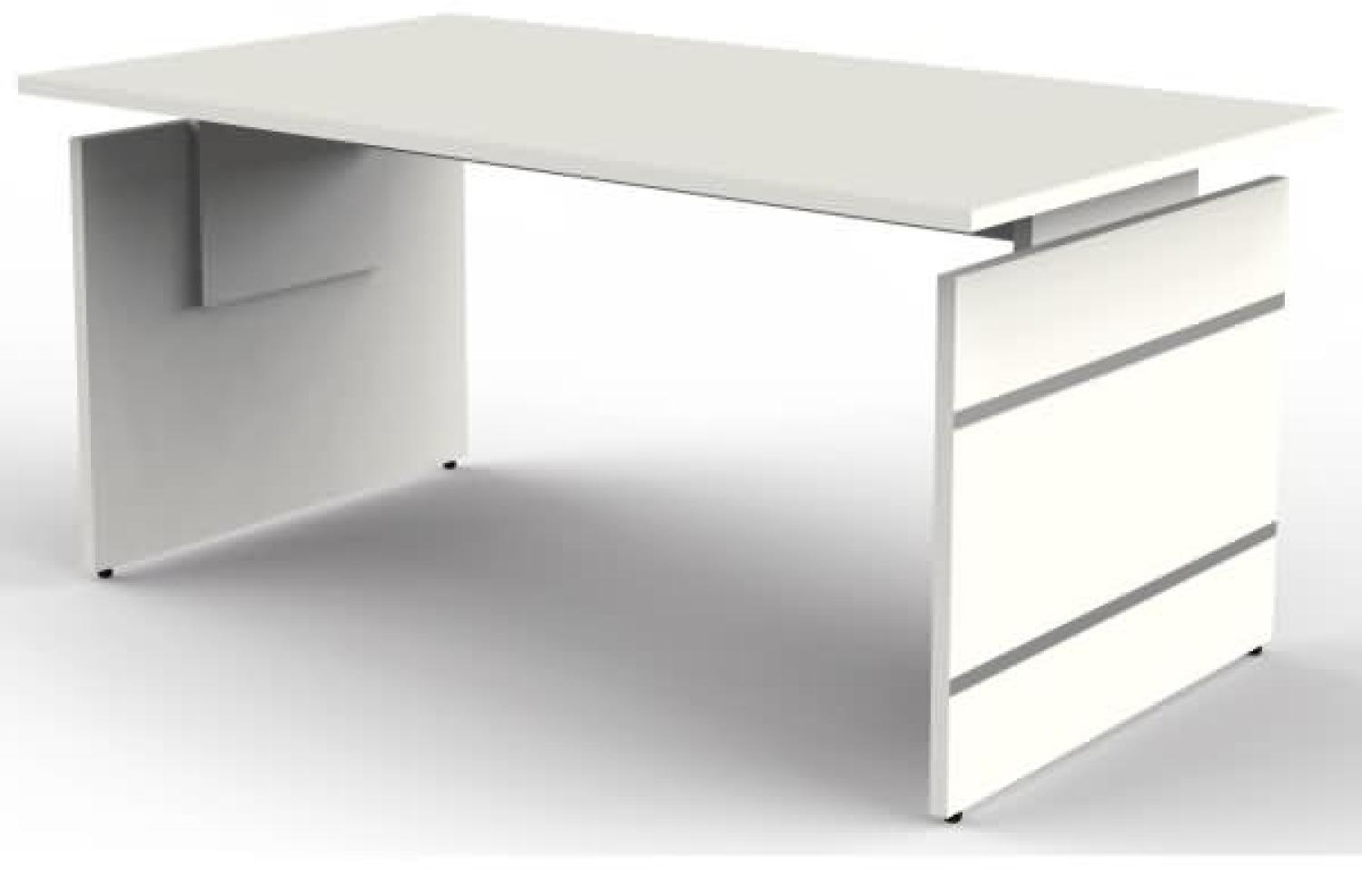 Höhenverstellbarer Wangenschreibtisch Form4, 160x80x68-76 cm, Weiß Bild 1