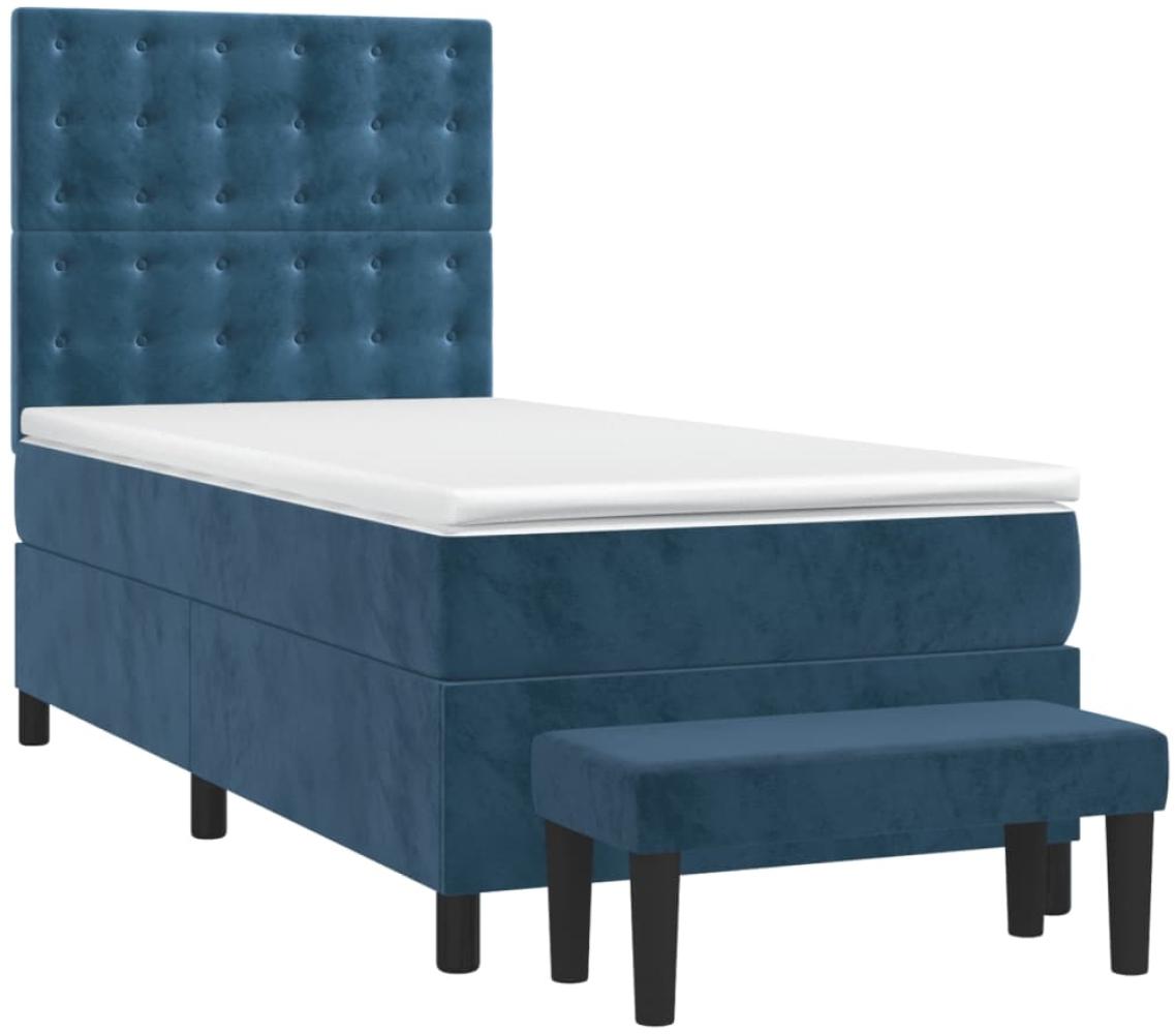 vidaXL Boxspringbett mit Matratze Dunkelblau 90x200 cm Samt 3138065 Bild 1