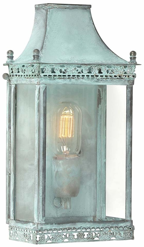 Wandleuchte, Außenleuchte, Laterne, Messing Glas, H 35 cm Bild 1