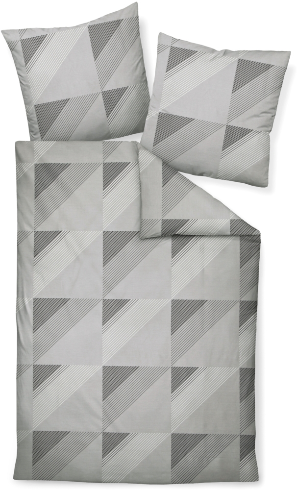 Janine Mako-Satin Bettwäsche 135x200,80x80 2 teilig J. D. 87065-08-500 grau Bild 1