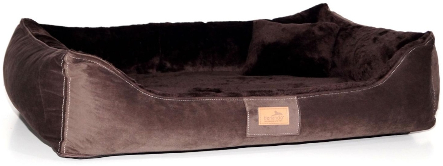 FLOYD Velours-Plüsch Orthopädisches Hundebett - 100x75cm, 01 Braun Bild 1