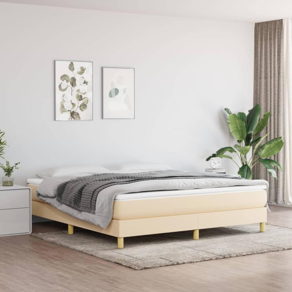 vidaXL Boxspringbett mit Matratze Creme 160x200 cm Stoff 3144188 Bild 1