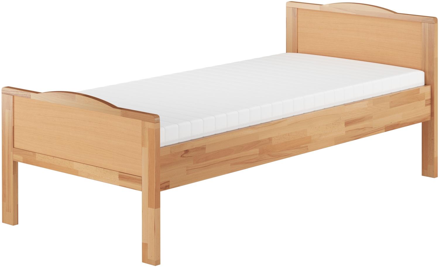 Erst-Holz Seniorenbett Buche extra hoch 100x200 Massivholzbett Einzelbett Rollrost Matratze 60. 70-10FLM Bild 1