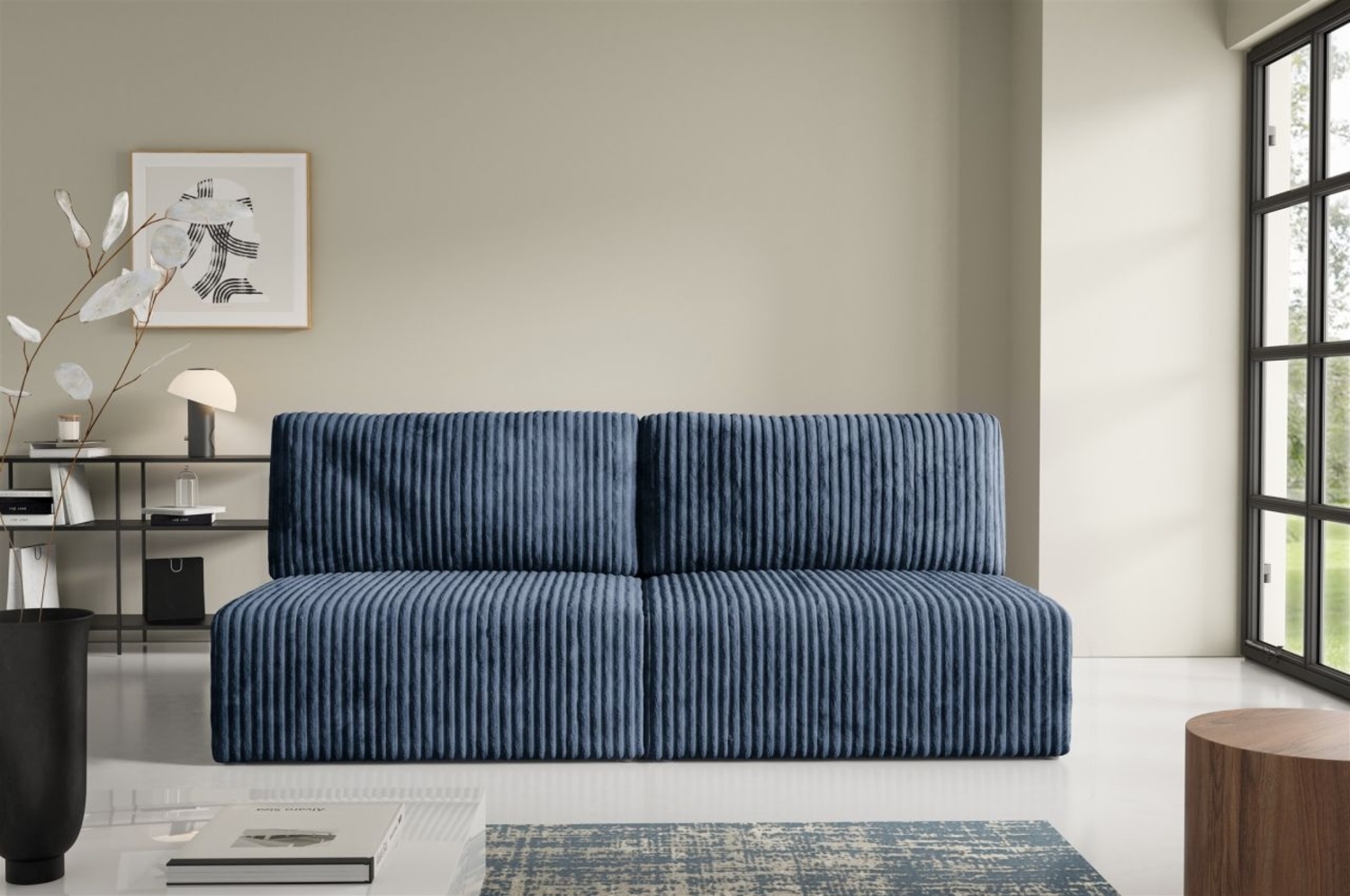 Sofa 3-Sitzer mit Schlaffunktion NATALIA XS in Stoff Tilia Dunkelblau Bild 1