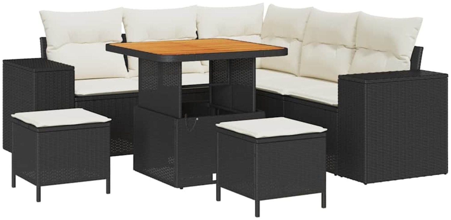 vidaXL Garten-Sofa-Set mit Kissen mit Speicher 8 pcs Schwarz und Creme 3363950 Bild 1