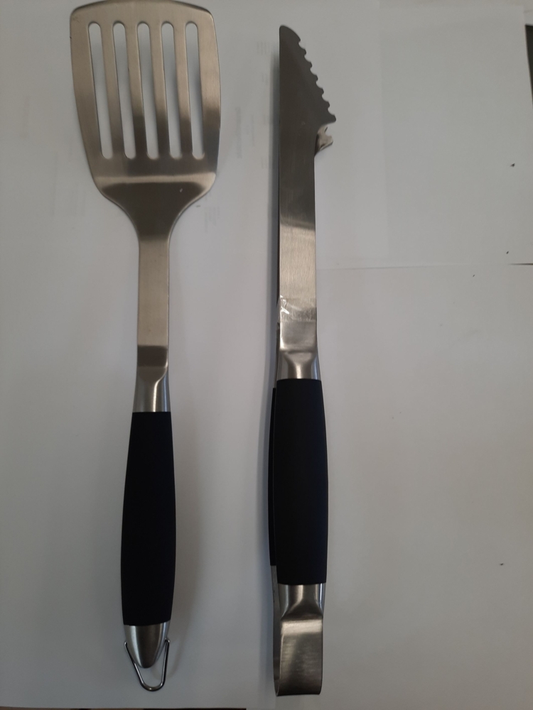 Grillbesteck 2-teilig XXL Wender 44,5 cm und Zange 43cm aus Edelstahl Bild 1