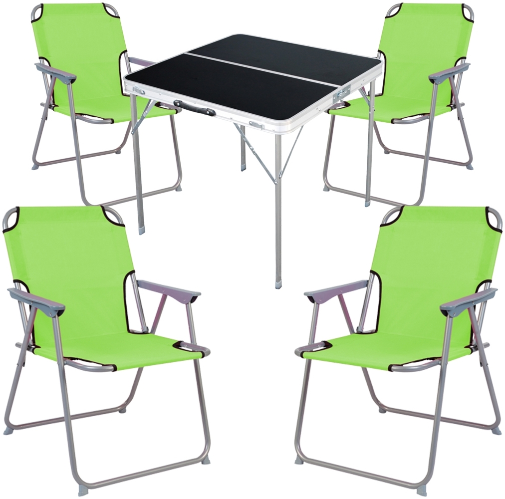 5-teiliges Campingmöbel Set Alu L80xB80xH70cm Lime Bild 1