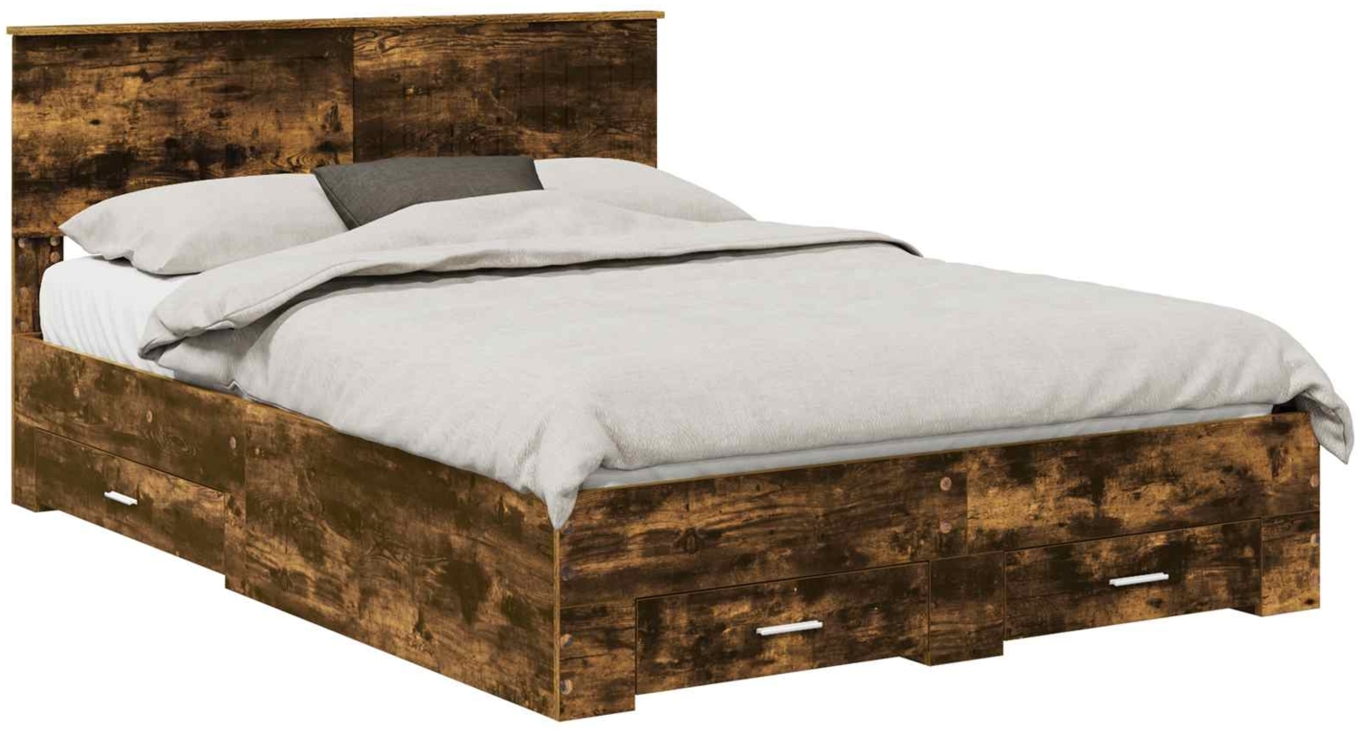 vidaXL Bettrahmen Geräucherte Eiche 135x190 cm Holzwerkstoff 3410908 Bild 1