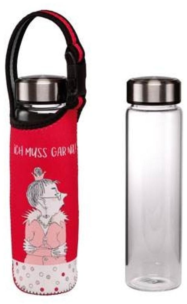 Goebel Trinkflasche Barbara Freundlieb - Ich muss gar nichts, Glasflasche mit Neoprenhülle, Glas-Kombi, Bunt, 700 ml, 27001111 Bild 1