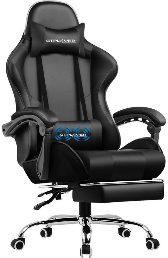 GTPLAYER Gaming-Stuhl Bürostuhl mit Massagefunktion, Fußstütze, Kopfstütze (Packung), Ergonomischer Gamer Stuhl, Maximale Belastung 150 kg, 360° drehbar Bild 1