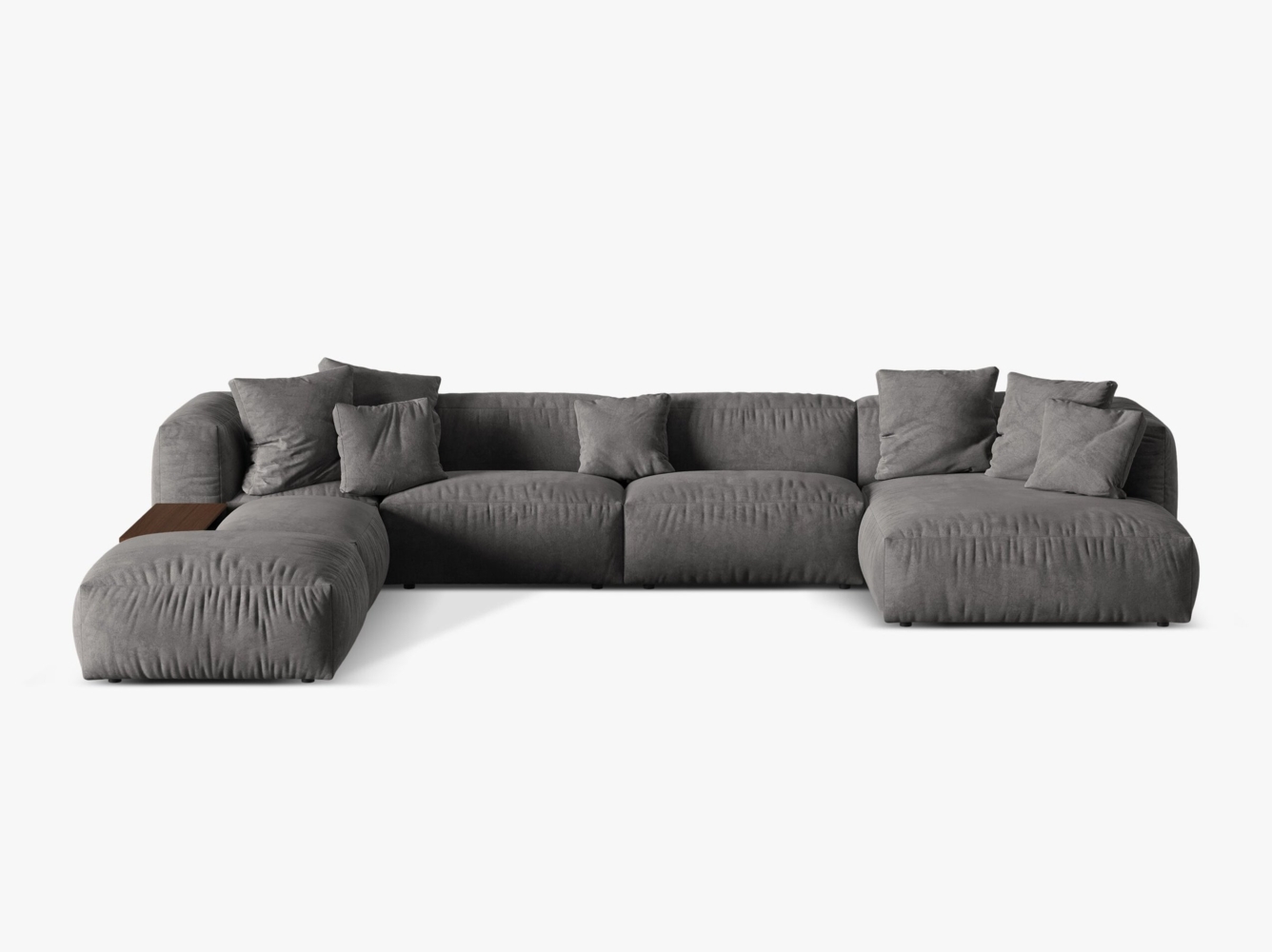 Micadoni Panorama-Ecksofa Martina 5-Sitzer Samt Grau Links Bild 1
