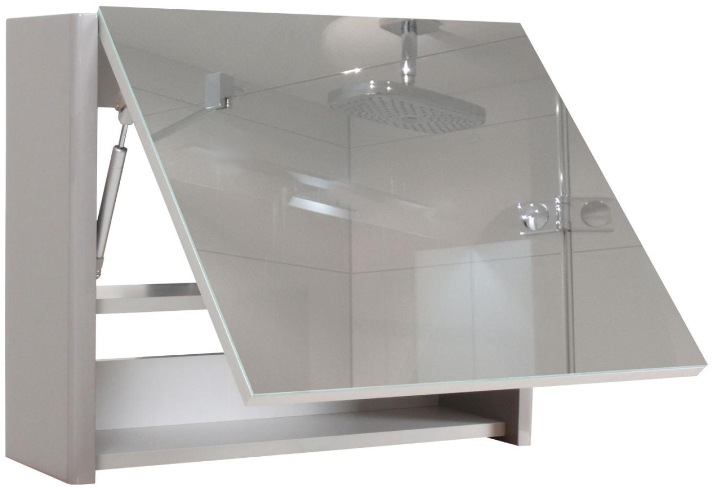 Spiegelschrank HWC-B19 aufklappbar Hochglanz 48x59cm ~ grau Bild 1