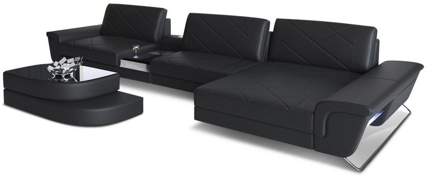 Sofa Dreams 'Bari L' Ecksofa, Schwarz, Ledermix, 89 x 197 x 369 cm, Rechts Bild 1