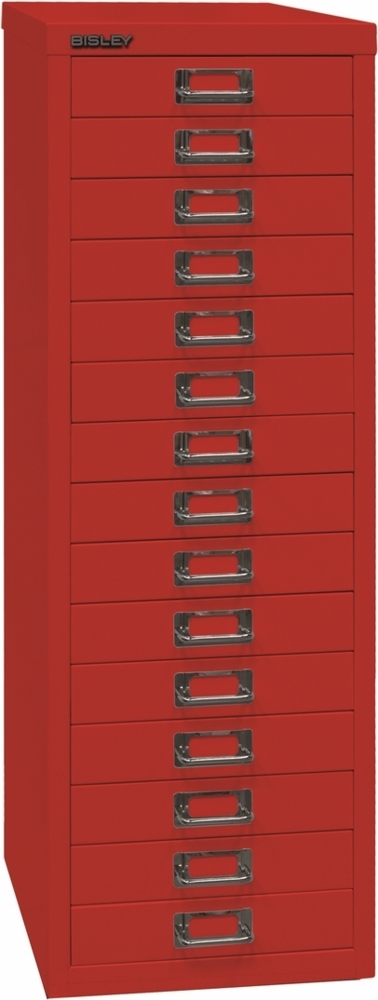 Bisley Multidrawer Schubladenschrank aus Metall mit 15 Schubladen DIN A4 ohne Sockel - Farbe: Kardinalrot, L3915-670 Bild 1