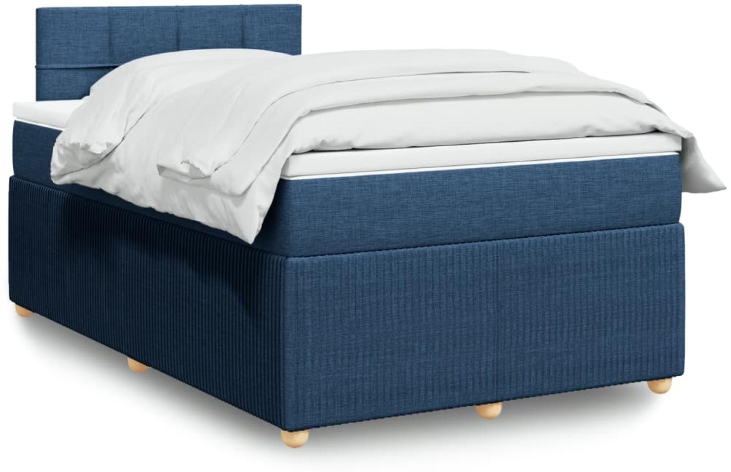 vidaXL Boxspringbett mit Matratze Blau 120x190 cm Stoff 3289701 Bild 1