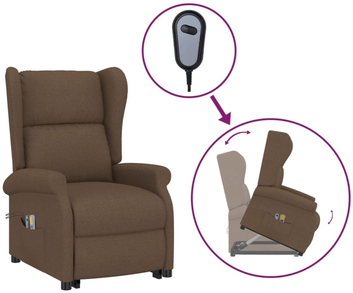 vidaXL Massagesessel mit Aufstehhilfe Braun Stoff 289744 Bild 1