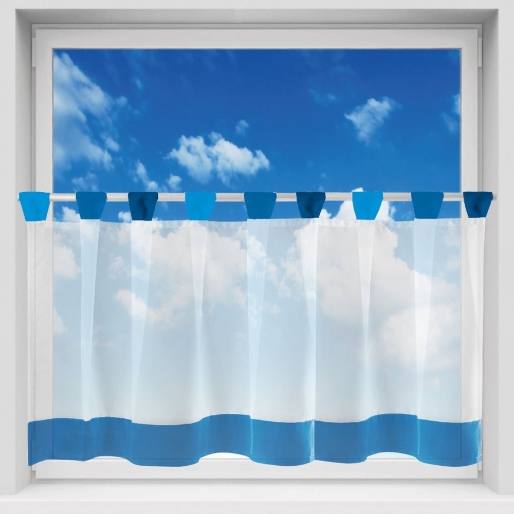 Bistrogardine mit Schlaufen ca. 150x45 cm Auswahl: blau - dunkelblau Bild 1