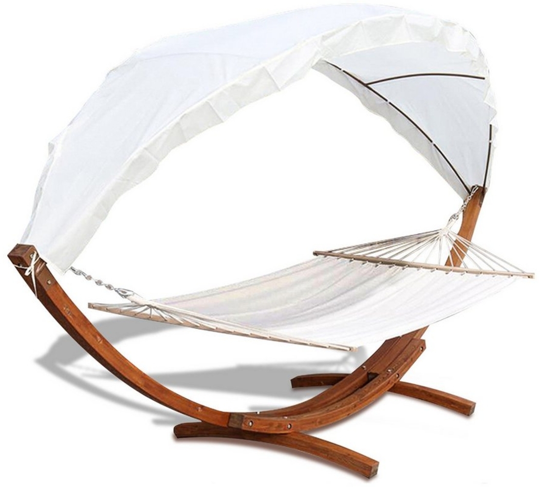 Clanmacy Hängematte Hängematte mit gestell 2 Personen Holzgestell Garten Hängeliege Weiß Bild 1