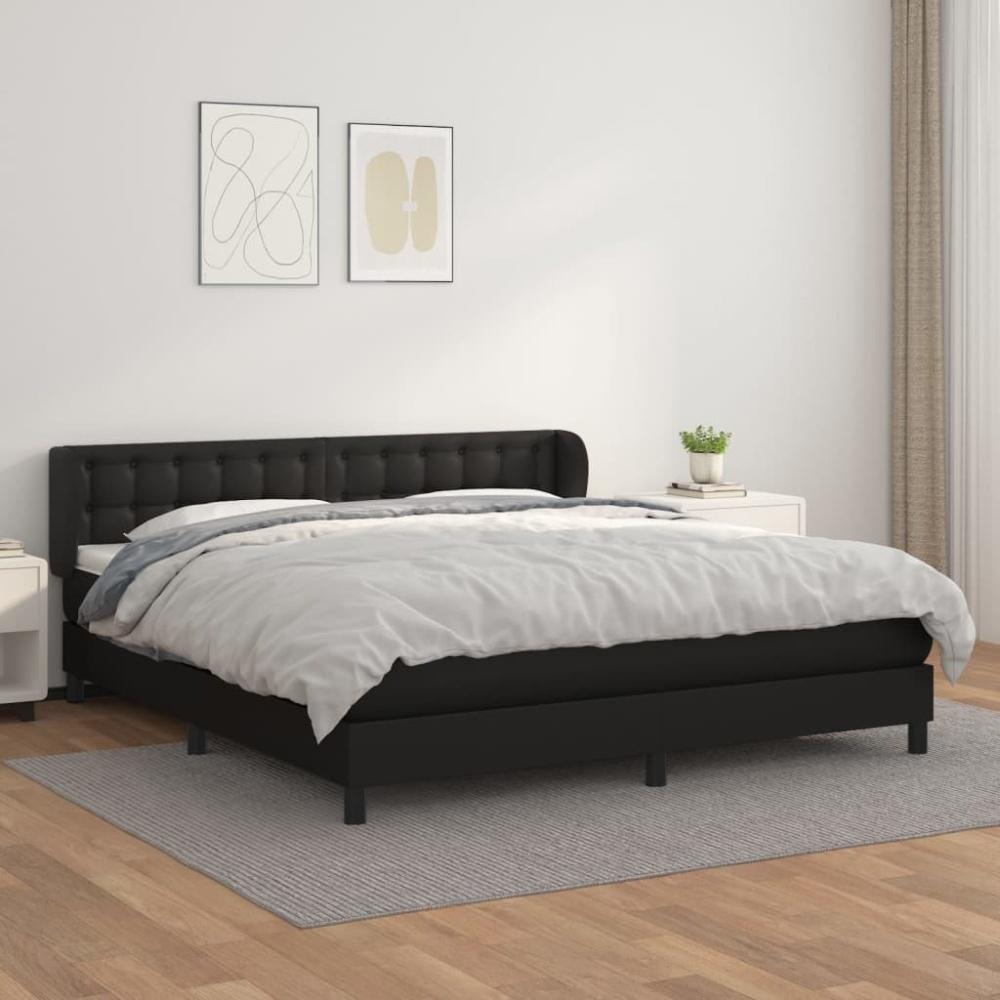 vidaXL Boxspringbett mit Matratze Schwarz 180x200 cm Kunstleder Bild 1