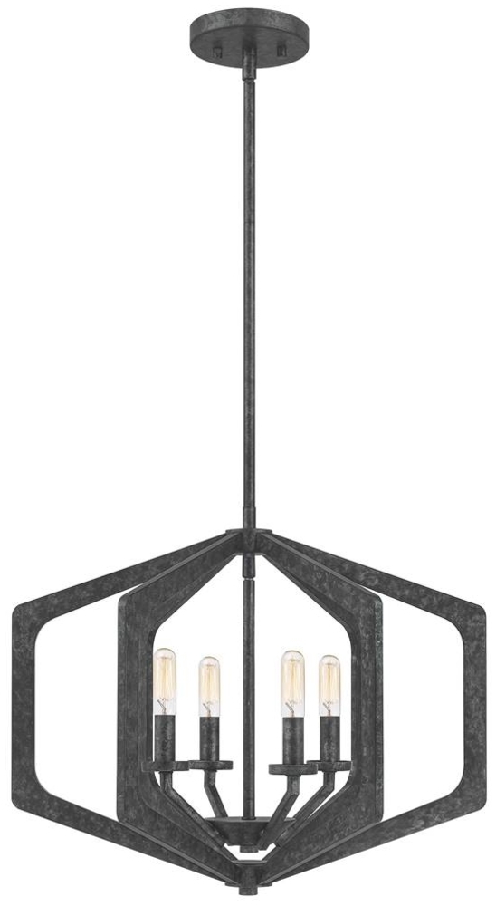 Quoizel QZ-VANGUARD-4P-OK Hängeleuchte Vanguard E14 40W Stahl; altschwarz B:51. 2cm Ø51. 2cm dimmbar höhenverstellbar Bild 1