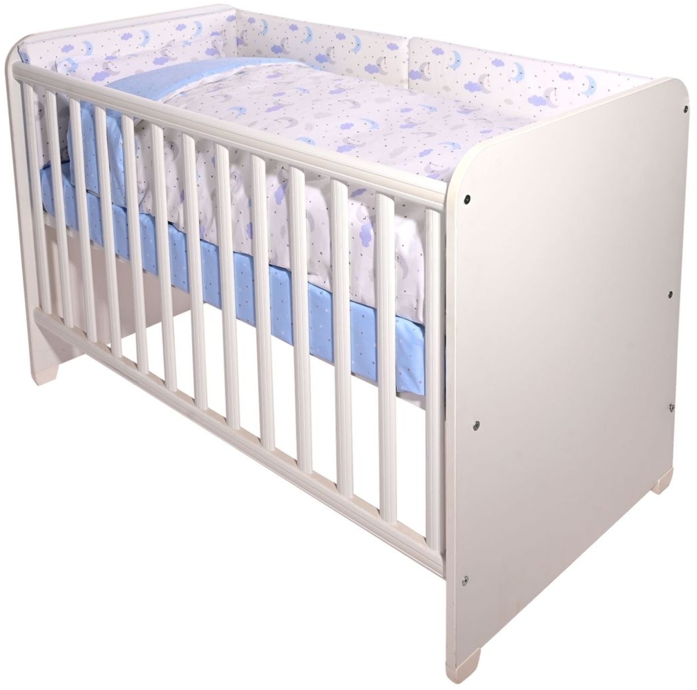 Lorelli Babybettwäsche Set Smile 6-teilig Decke 140x95 Kissen 43x35 Bett 120x60 blau Bild 1