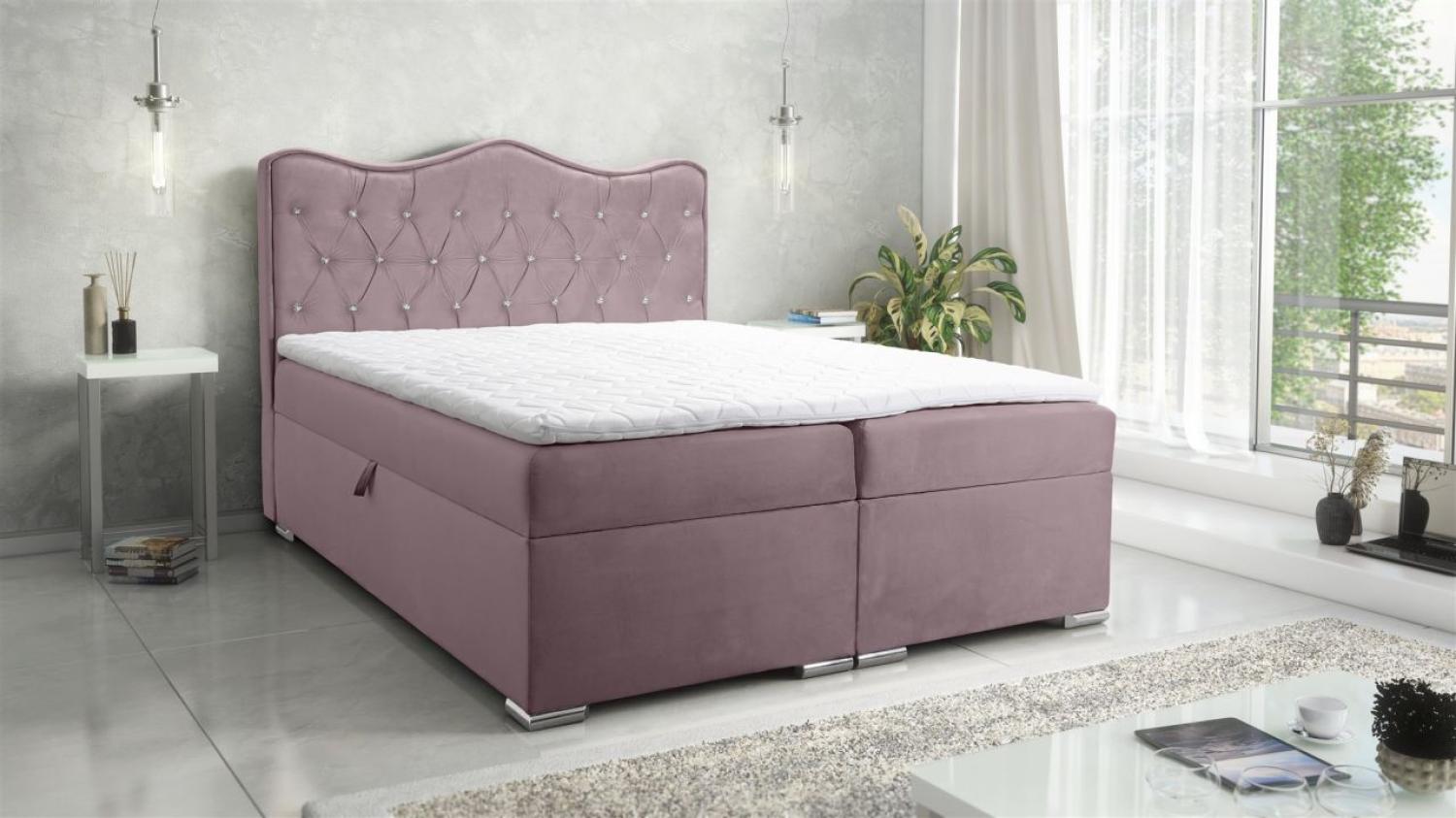 Boxspringbett Schlafzimmerbett SULTAN New in Stoff Velvet X Altrosa 140x200cm Bild 1