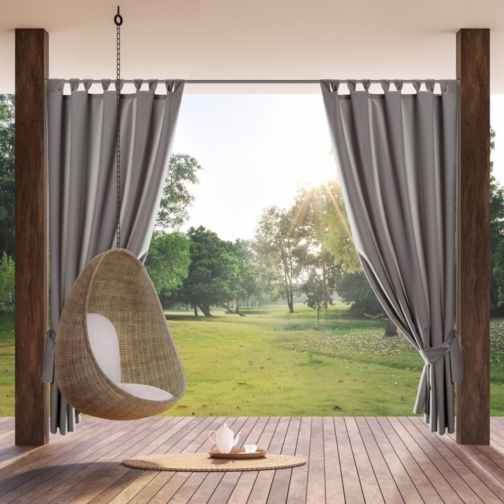 Eurofirany Garden Outdoorvorhäng mit Schlaufenschal- 1 STK. Abnehmbaren Schlaufen, Sonnenschutz Sichtschutz Winddicht Wasserdicht Vorhäng für Pavillon Terrasse Pergola, 155x260 cm, Stahlgrau Bild 1