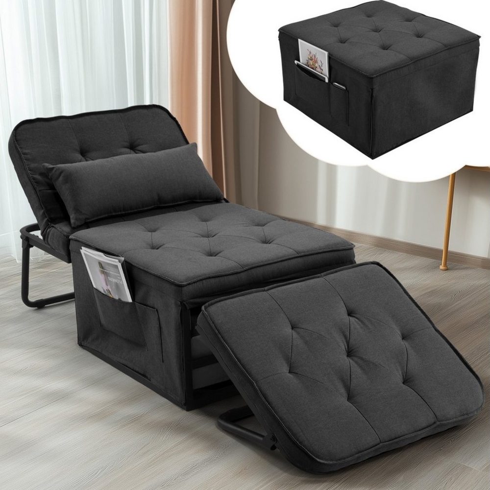 LUCKZON Schlafsofa 4-in-1 multifunktionaler faltbarer Hocker atmungsaktives Leinensofa, montagefreier Schlafsessel mit verstellbarer Rückenlehne Bild 1