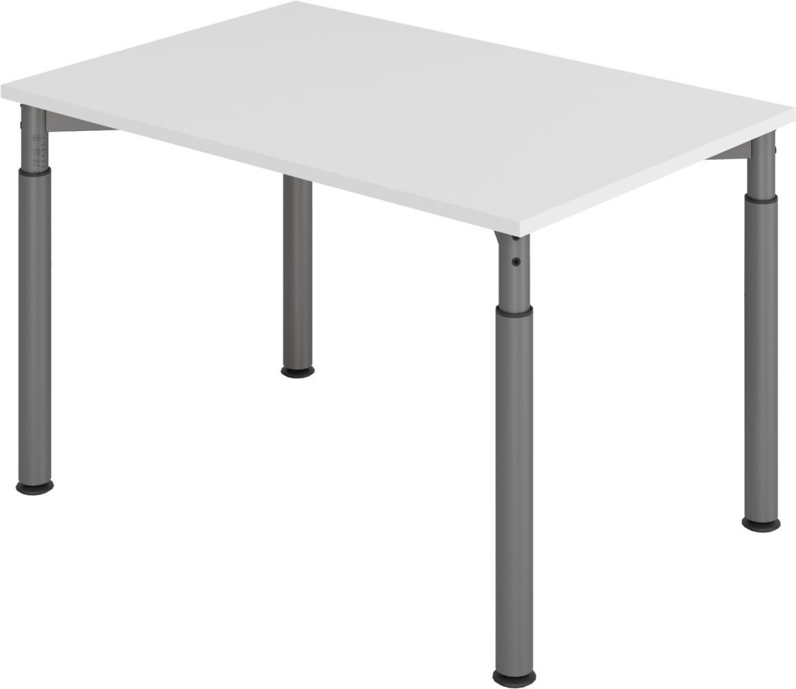 bümö höhenverstellbarer Schreibtisch 120x80 cm in grau, Gestell graphit - PC Tisch höhenverstellbar & klein, höhenverstellbarer Tisch Büro, kleiner Computertisch verstellbar, Y-Serie, YS-12-5-G Bild 1