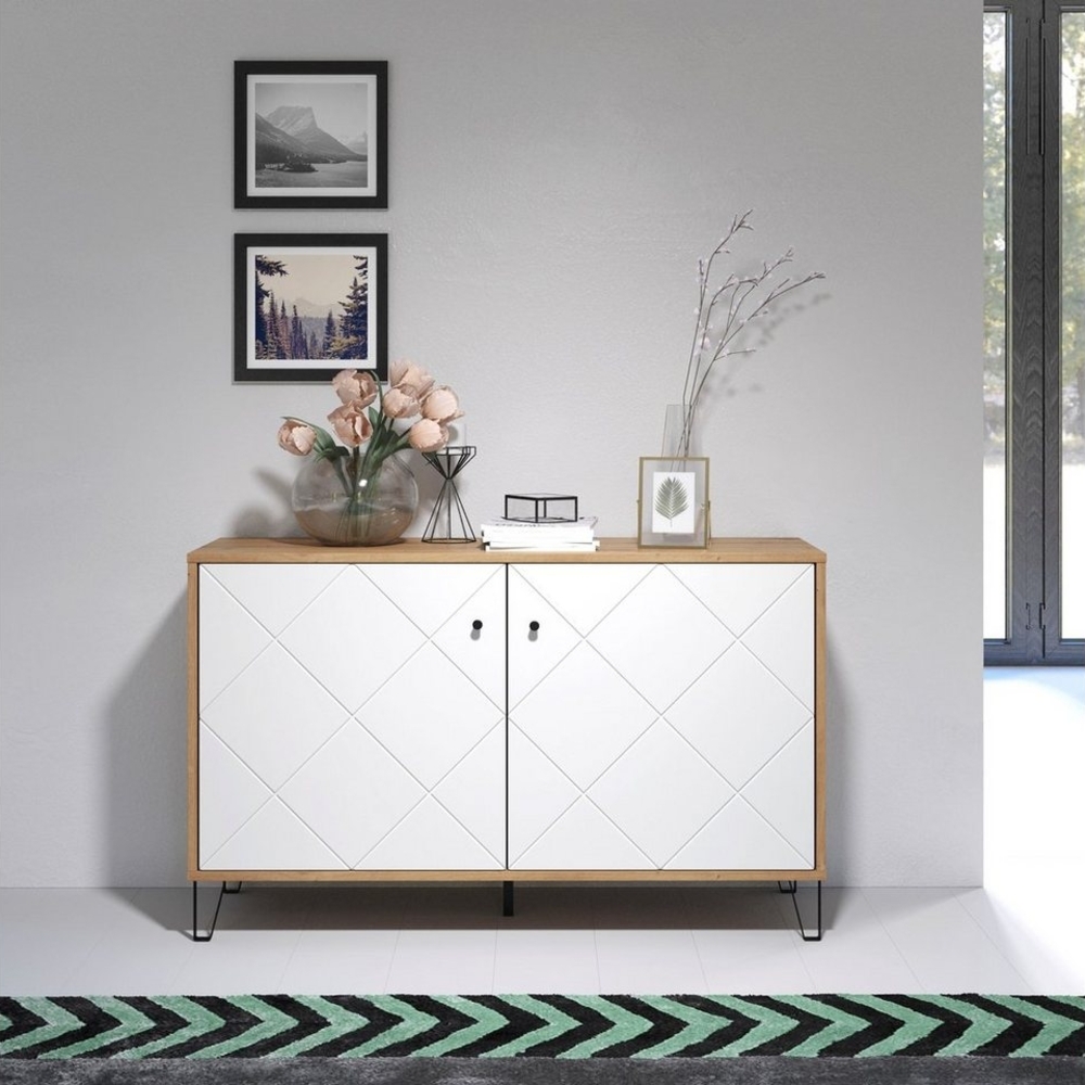 Places of Style Sideboard Tarragona, Kommode, Fräsungen in Rautenoptik, Breite 123 cm Bild 1