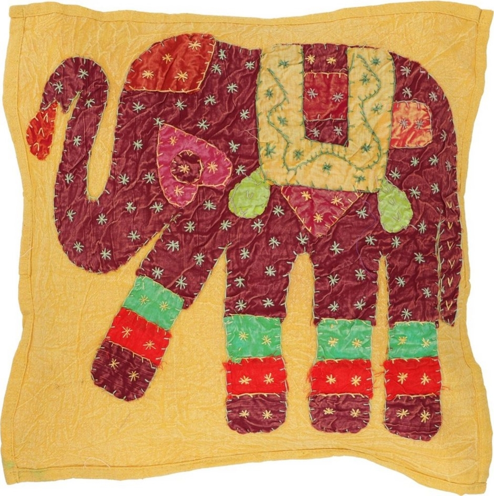 Guru-Shop Kissenbezüge Indische Kissenhülle, besticktes Elefanten.. Bild 1
