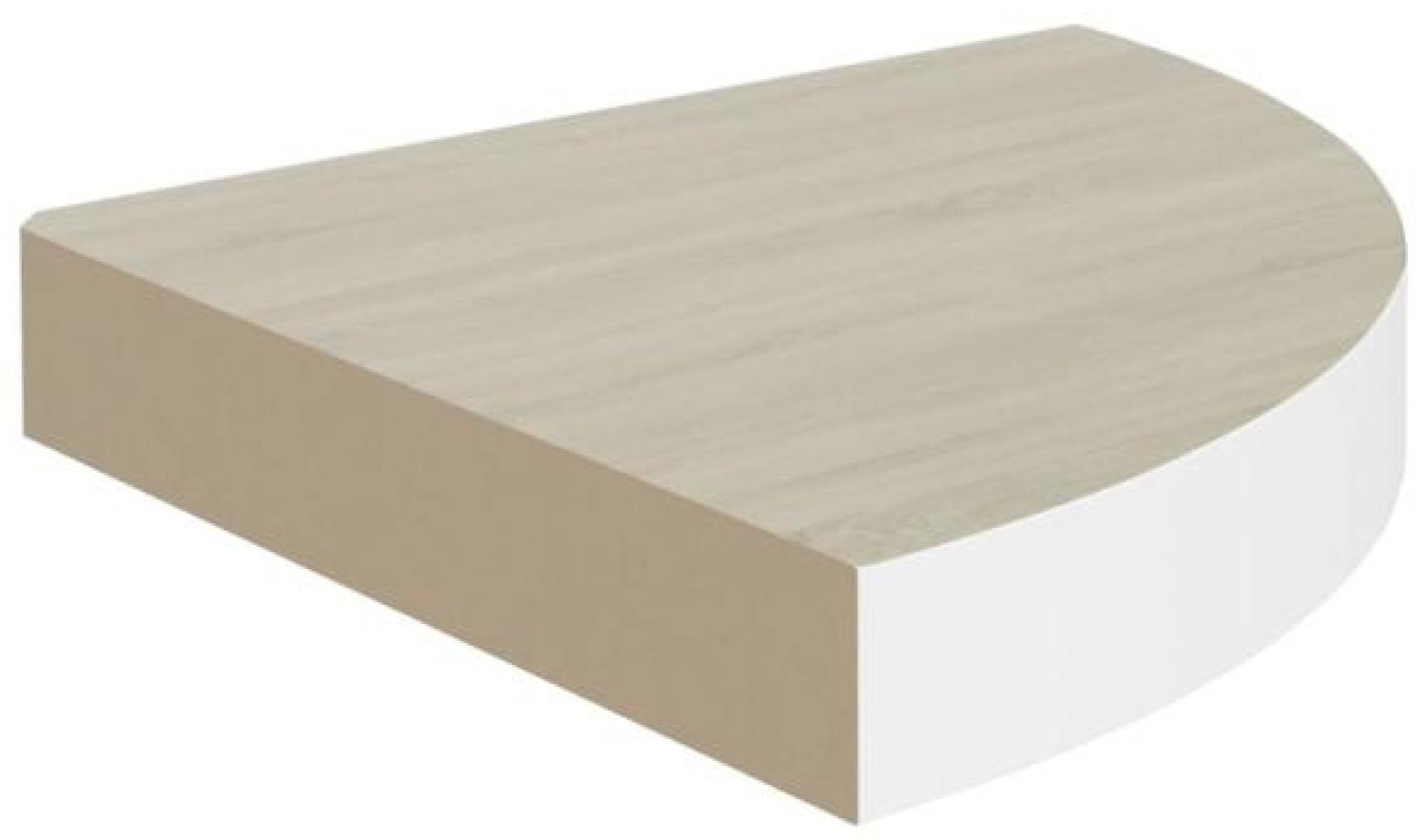 vidaXL Eck-Schweberegal Eichen-Optik und Weiß 25x25x3,8 cm MDF 326630 Bild 1