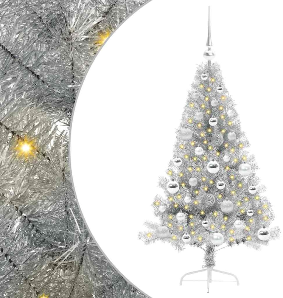 vidaXL Künstlicher vorbeleuchteter Weihnachtsbaum Silber 120 cm 3397185 Bild 1
