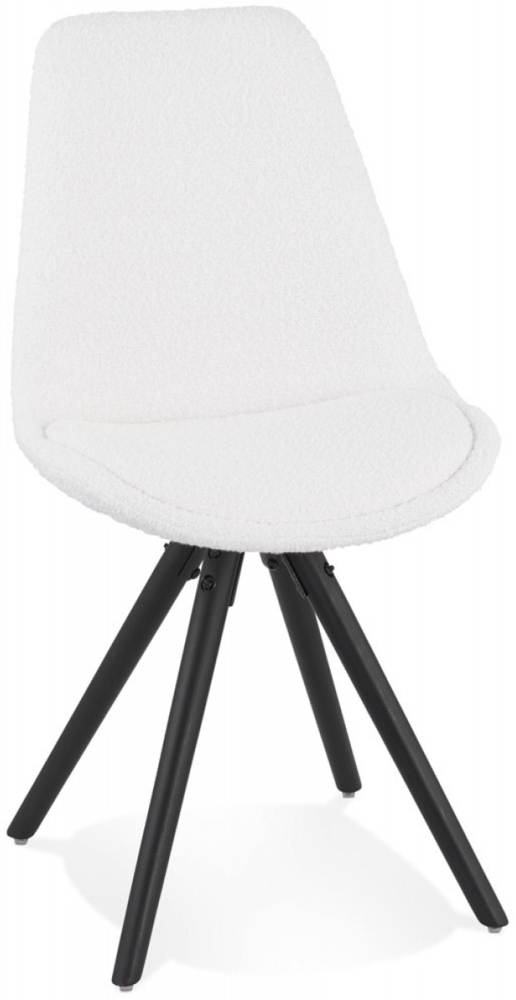 Designerstuhl VALENTINE | Der Designerstuhl „VALENTINE“ aus weißem Pillingstoff und schwarzen Holzbeinen wertet Ihre Inneneinrichtung Kadima Design Bild 1
