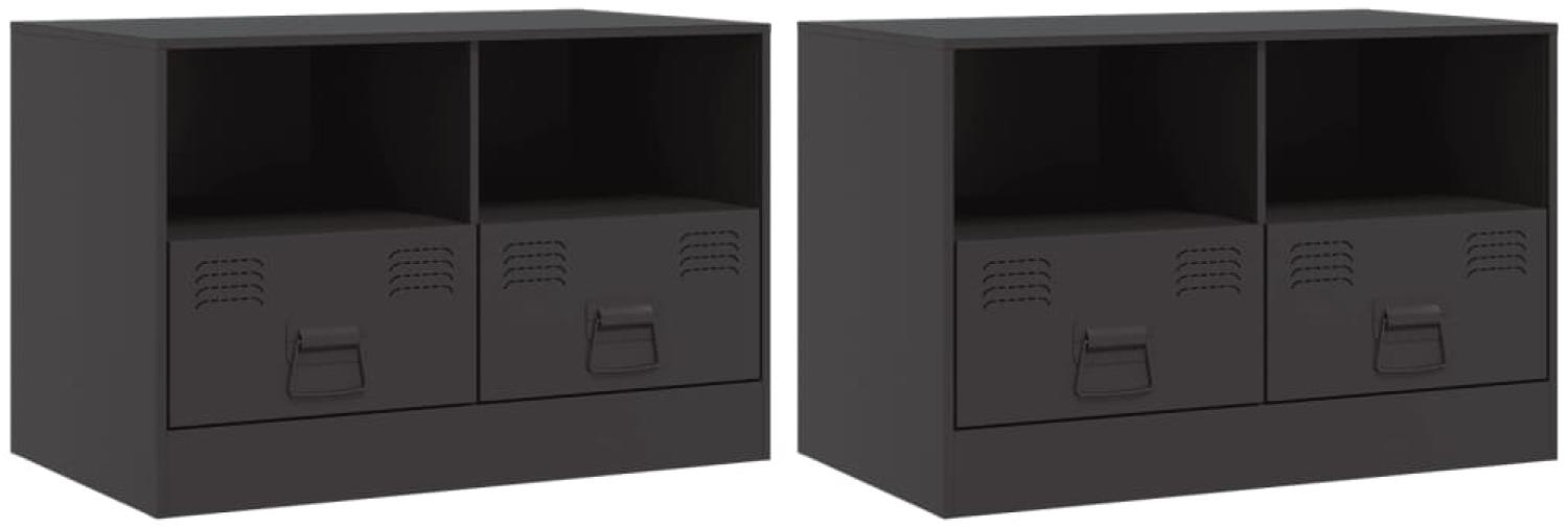vidaXL TV-Schränke 2 Stk. Schwarz 67x39x44 cm Stahl 841740 Bild 1