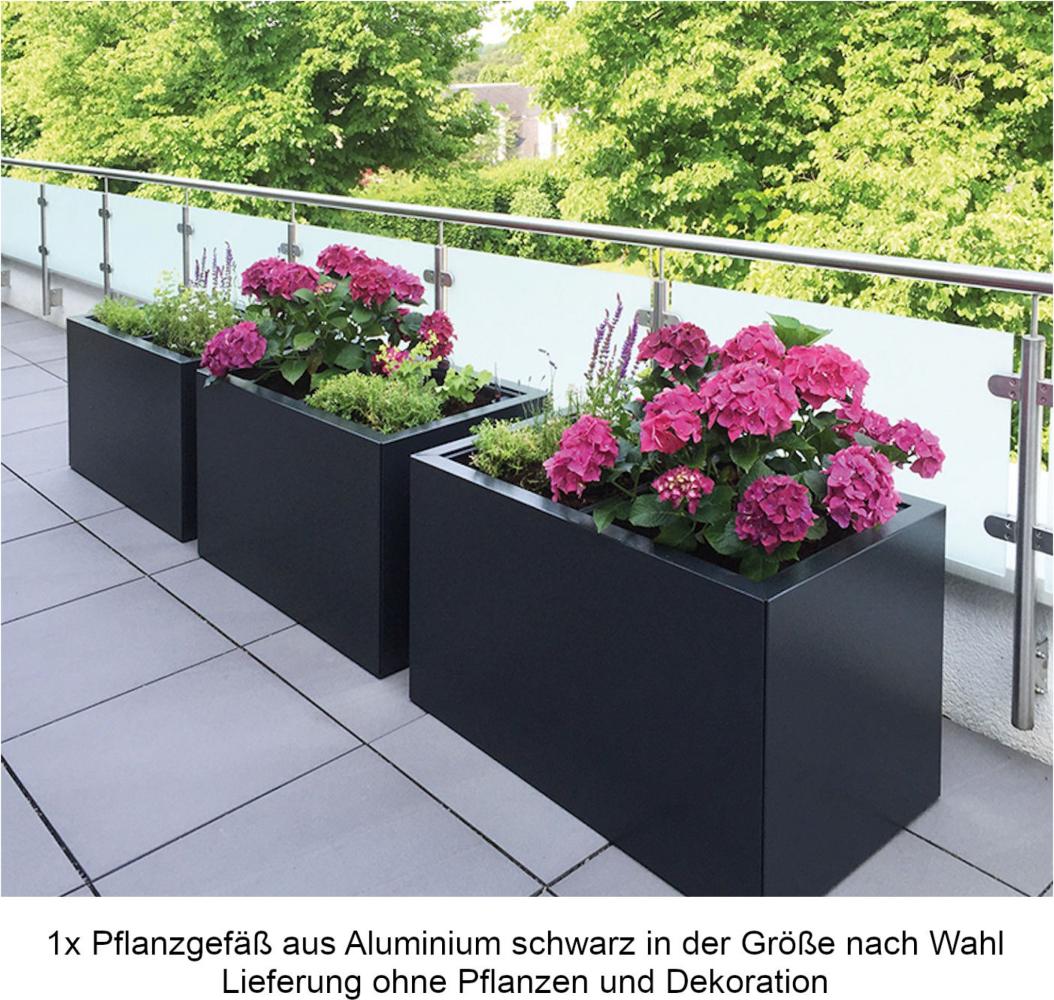 Mecondo Pflanzgefäß CONTURA Stahl tiefschwarz glänzend RAL 9005 Blumenkübel Bewässerungssystem 57x57x75 cm Bild 1