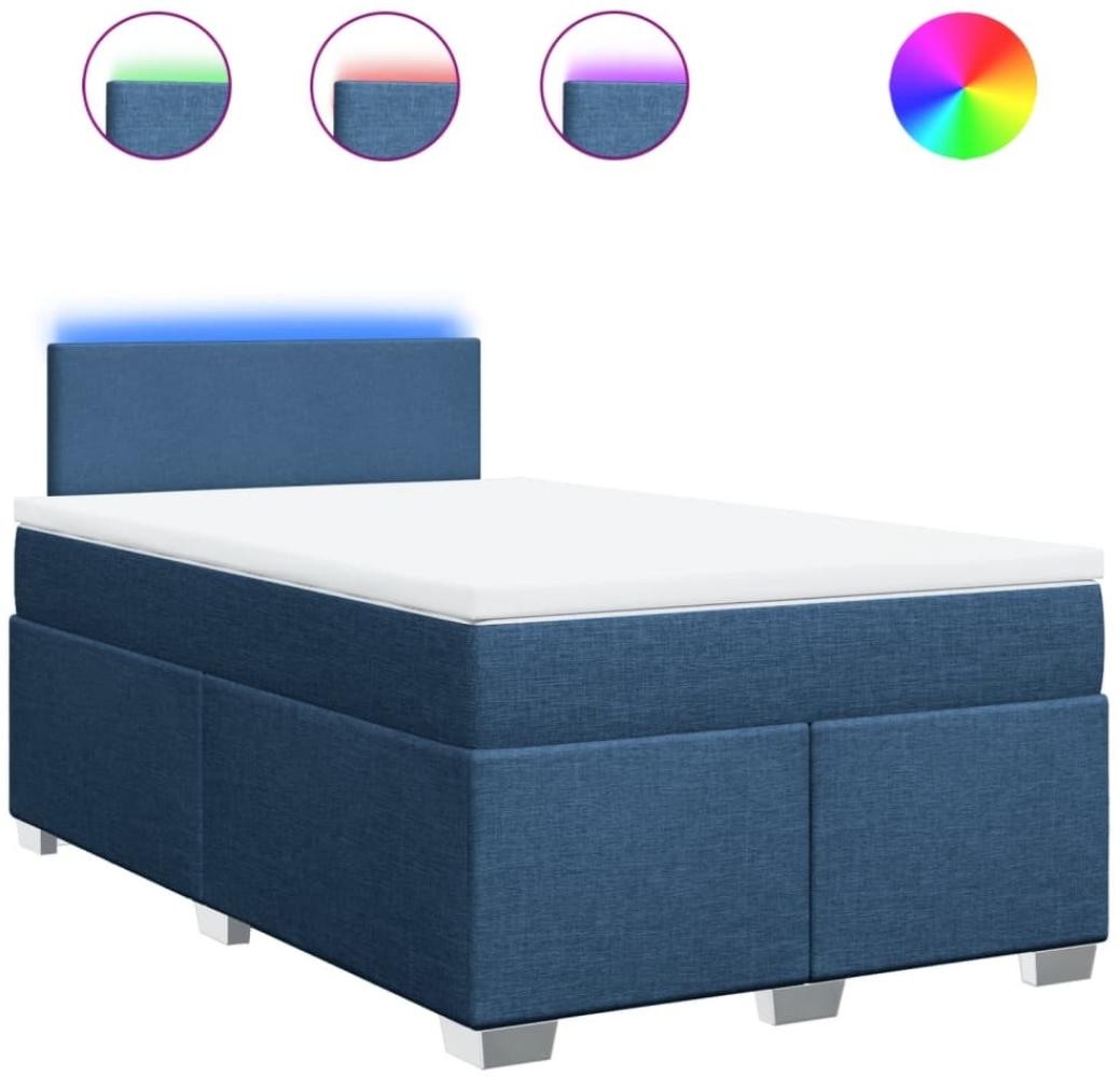 vidaXL Boxspringbett mit Matratze Blau 120x200 cm Stoff 3288154 Bild 1