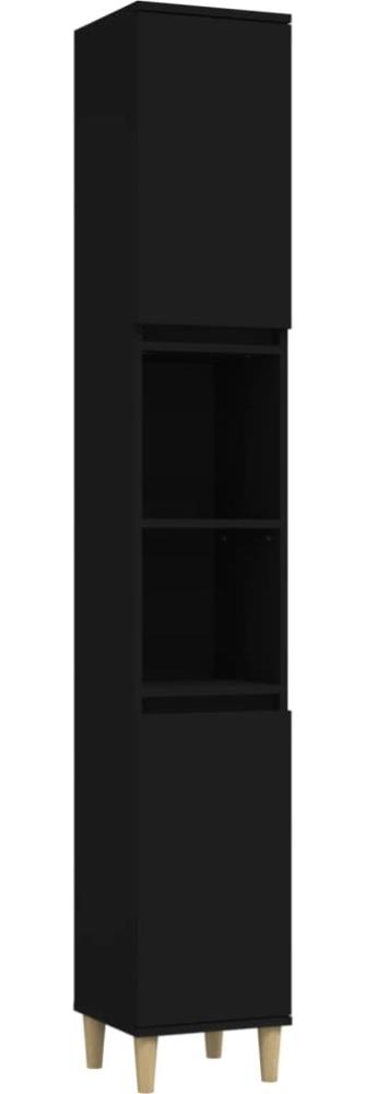 vidaXL Badschrank Schwarz 30x30x190 cm Holzwerkstoff 819789 Bild 1