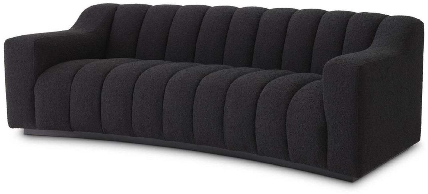 Casa Padrino Luxus Sofa Schwarz 234 x 96 x H. 76,5 cm - Leicht gebogenes Wohnzimmer Sofa Bild 1