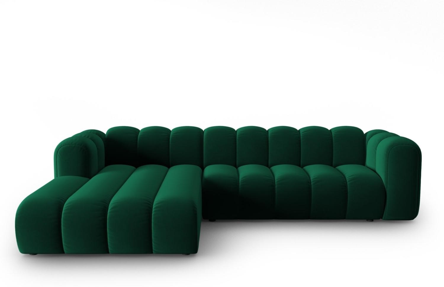 Micadoni Modulares Ecksofa Lupine 4-Sitzer Links Samtstoff Flaschengrün Bild 1