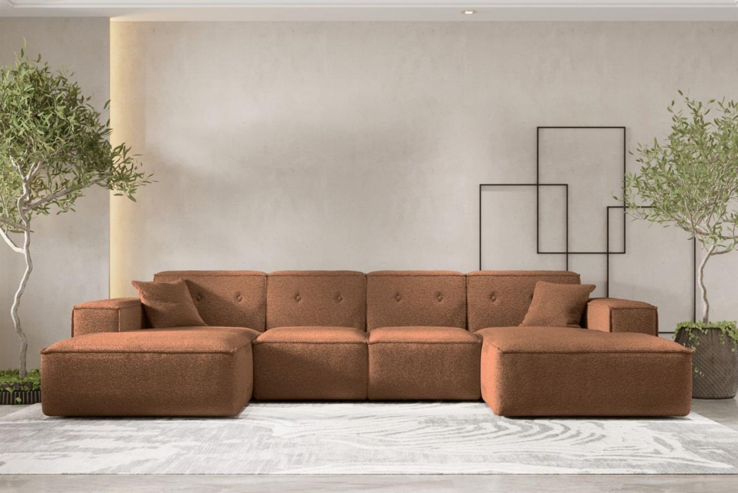 Wohnlandschaft Sofa U-Form CESINA in Stoff Ascot Bukla Rostbraun Bild 1