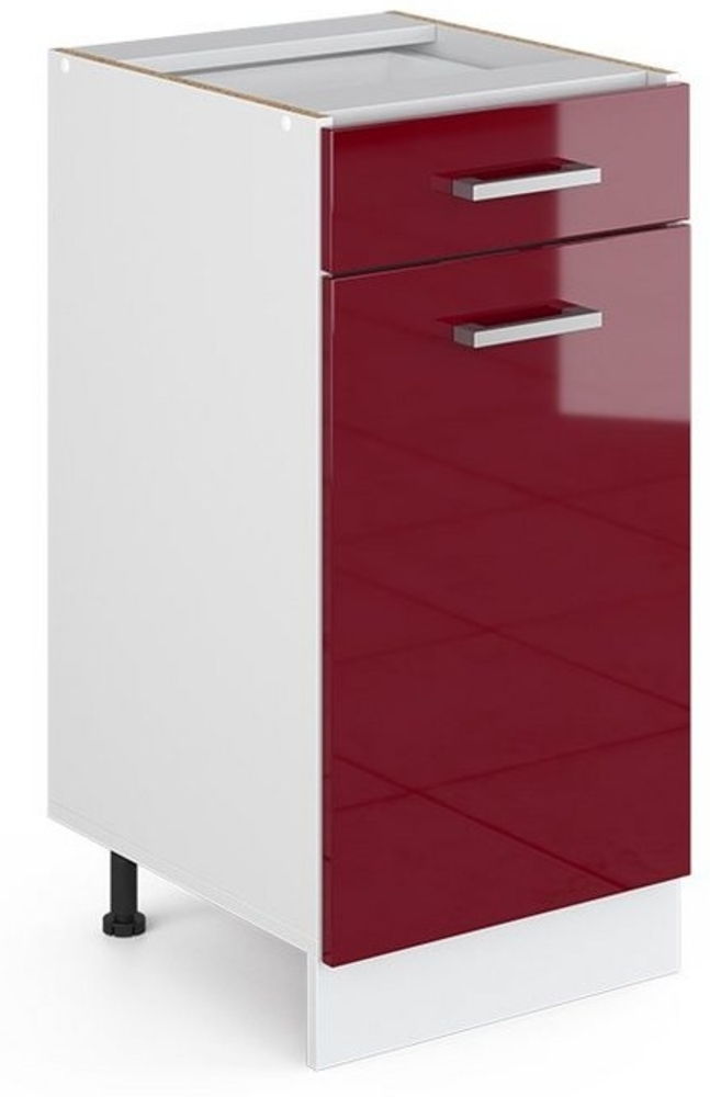 Vicco Küchenschrank R-Line Hängeschrank Unterschrank Küchenzeile Küchenunterschrank Arbeitsplatte, Möbel verfügbar in 6 Dekoren (Bordeaux ohne Arbeitsplatte, Schubunterschrank 40 cm) Bild 1