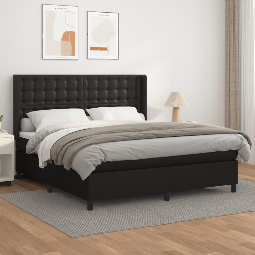 vidaXL Boxspringbett mit Matratze Schwarz 180x200 cm Kunstleder 3132513 Bild 1