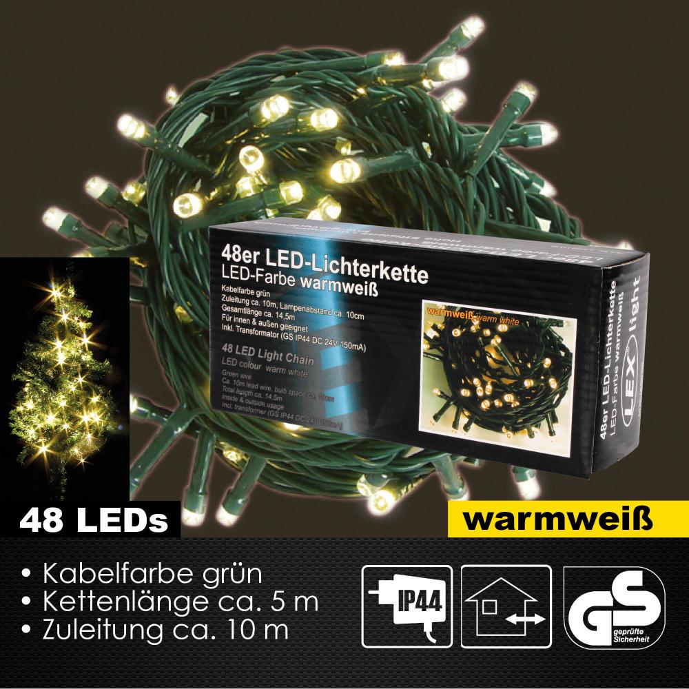 48er LED Lichterkette Außen Innen Partylichterkette grün Weihnachtslichterkette warmweiß Bild 1