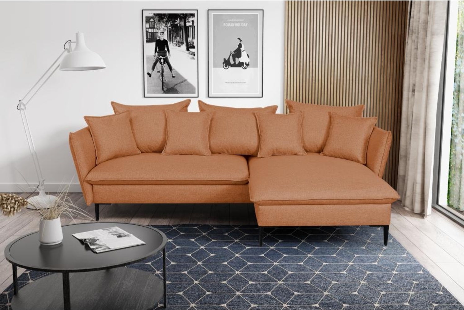 Ecksofa mit Schlaffunktion LAZARE von PASCAL MORABITO - Stoff - Orange - Ecke rechts Bild 1