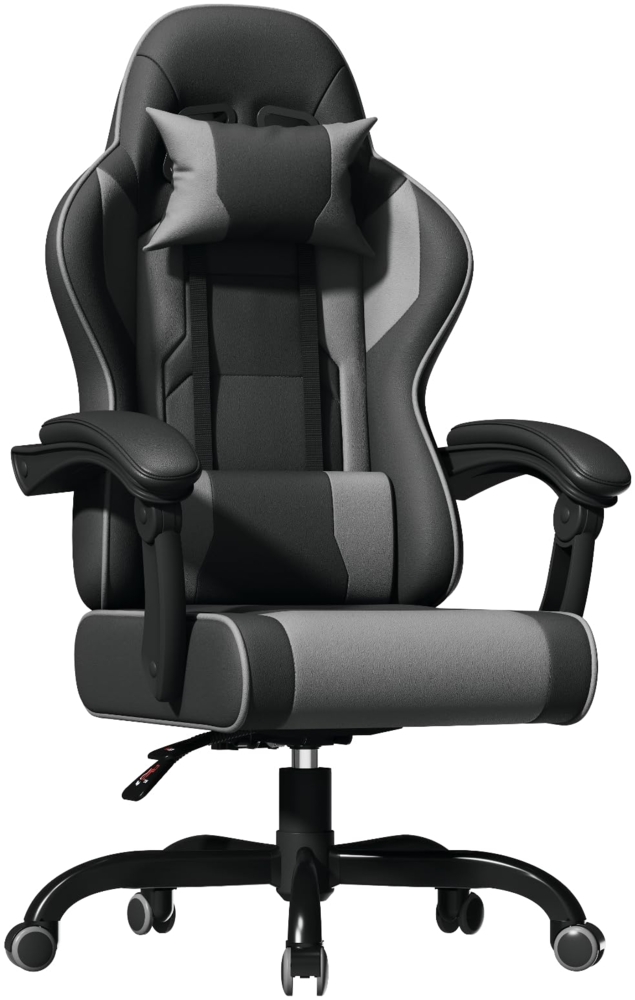 JUMMICO “Jetstream” Gaming Stuhl Ergonomisch,Gaming Chair mit massagefunktion, Gasdruckfeder Bürostuhl 150KG,Gray Bild 1