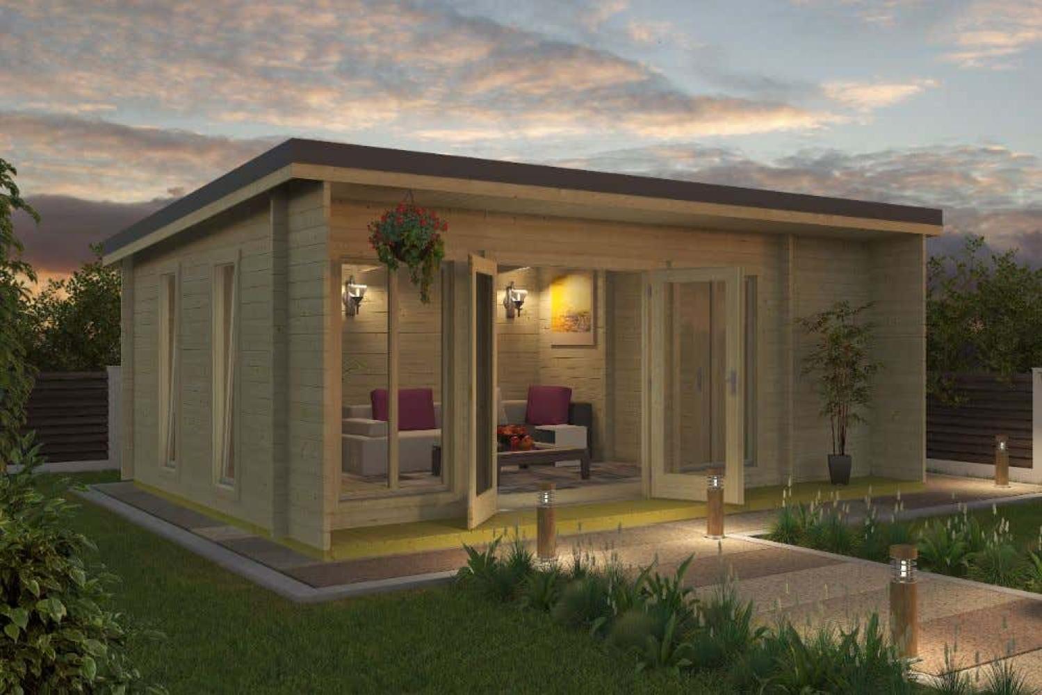 Lasita Maja Gartenhaus Japan Gartenhaus aus Holz Holzhaus mit 44 mm Wandstärke Blockbohlenhaus mit Montagematerial Bild 1